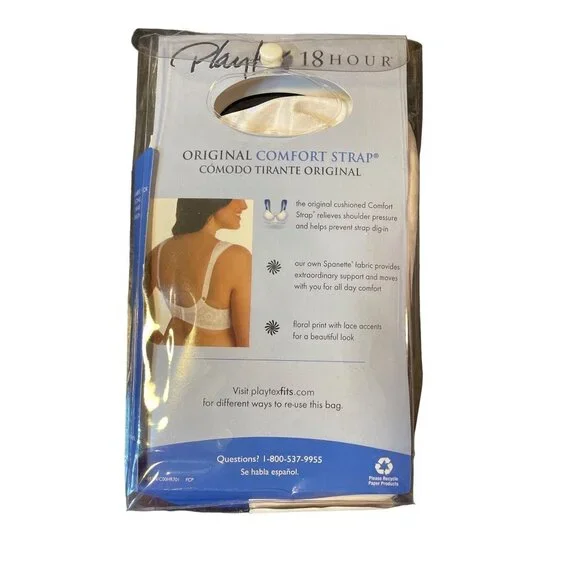 Playtex NWT 18 Hour Ultra Shoulder Comfort White Wirefree Bra Sz 42C Style 4693 - Picture 2 of 3